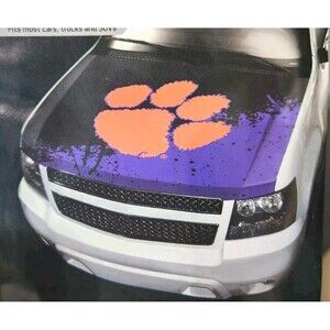 Clemson University Tigers Premium Auto Hood Cover Fabric Easy On & Off One Size